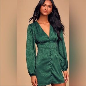 Lulus Place in my Heart Forest Green Tiger Embossed Button Up Dress